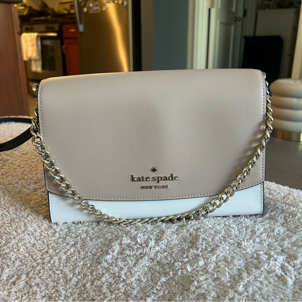 Kate Spade Carson Leather Convertible Crossbody Shoulder Bag - Warm Beige Multi